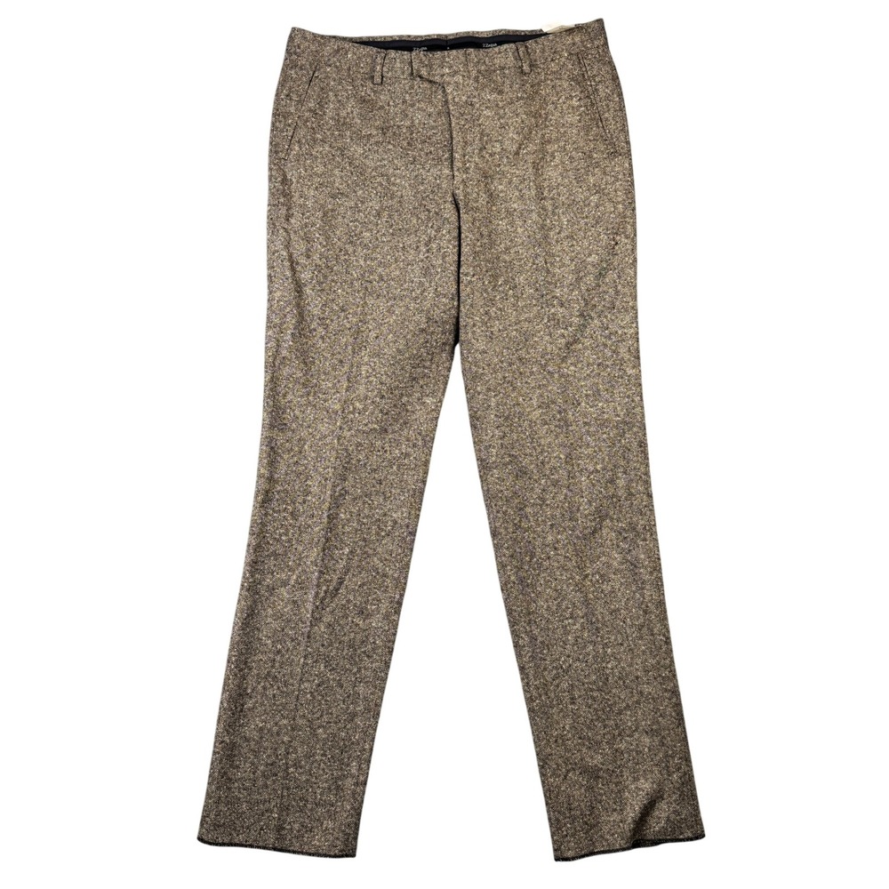 Z Zegna (not hemmed) Brown Wool Blend Tweed Trousers Pants 56R 7FM2C2 Basic NWT